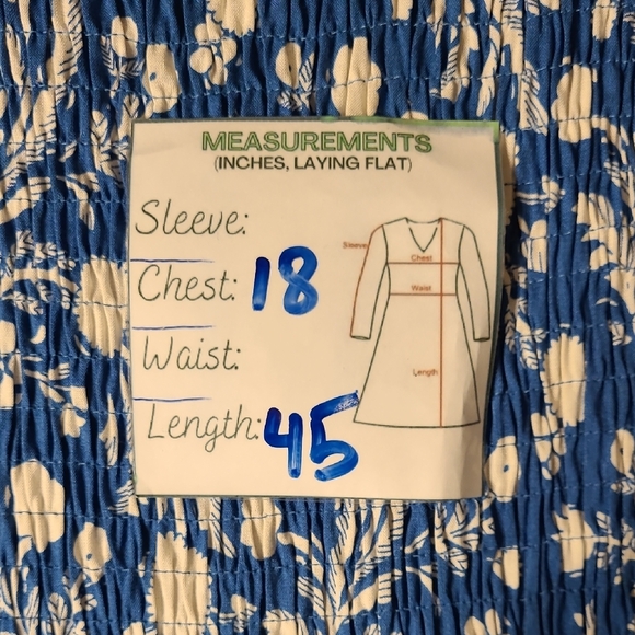 Croft & Barrow Blue and White Floral Smock Sleeveless Dress Large - Picture 12 of 12